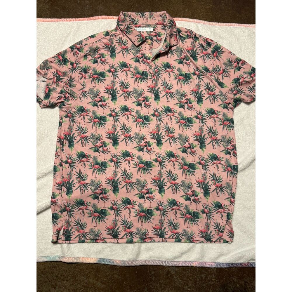 Caribbean Isle Breeze Performance Golf Polo Shirt XL Pink Flamingo